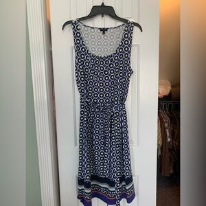 Talbots Navy and White Geometric Midi Dress